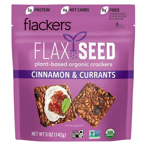 Miniatura 23 de Flackers Galletas de Multi-Semillas Cheeze-Pleaze Orgánicas, Paquete de 1 de 4 onzas, Sin Gluten, Sin GMO, Veganas, Botana Keto, 8g de Fibra, 3g