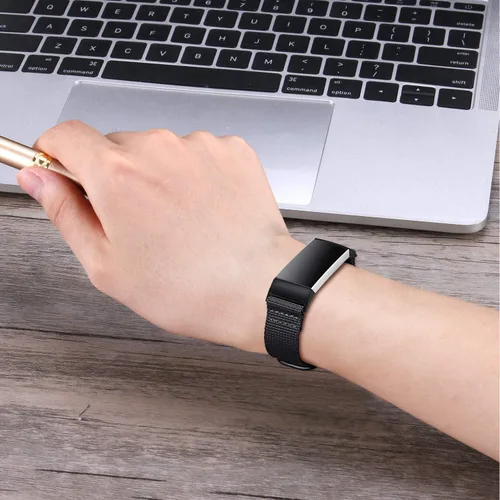 Miniatura 7 de FINTIE Bandas compatibles con Fitbit Charge 4 3 3SE, correa de repuesto de nailon suave (negro)