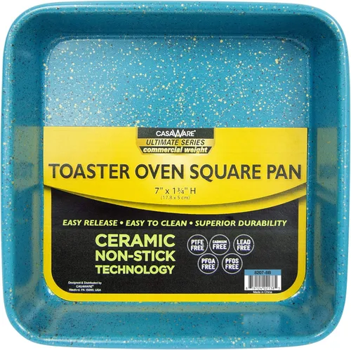 casaWare Horno tostador de 7 pulgadas Ultimate Series de cerámica con revestimiento antiadherente de cerámica (granito azul)