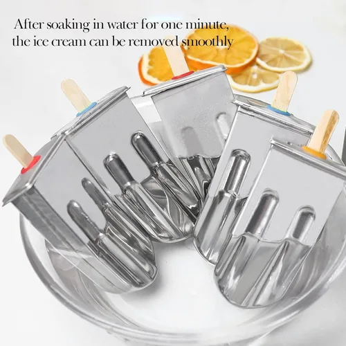 Miniatura 7 de Paquete de 12 moldes de paletas de acero inoxidable, moldes caseros para paletas de hielo con soporte, cabeza redonda reutilizable, máquina