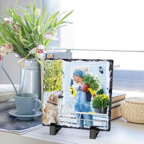 Miniatura 5 de Marco de fotos personalizado de pizarra de roca, placa de piedra personalizada para perros, regalos conmemorativos para la pérdida de perro, regalos