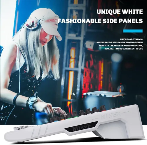 Miniatura 2 de GF8PRO - Consola de DJ profesional de 8 canales, con ecualizador de 7 etapas, 99 efectos de reverberación, pantalla LCD a color, función de silencio