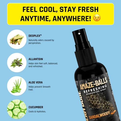 Miniatura 13 de Derm Dude Amaze Ball - Desodorante en aerosol para hombres Spray antirozaduras para ingle y saco con DeoPlex y aloe vera Control de olores