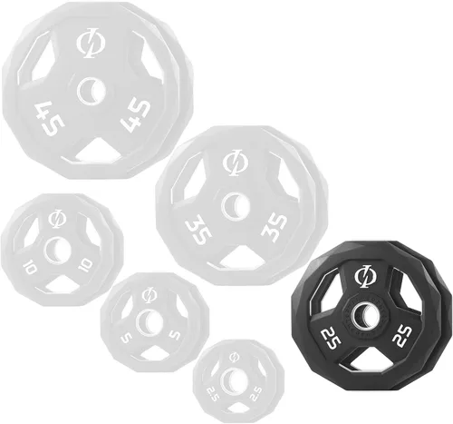 Miniatura 5 de Philosophy Gym Juego de 2 discos de peso con agarre olímpico recubierto de goma, placas olímpicas de 2 pulgadas, color negro