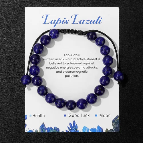 Miniatura 33 de Pulsera de cristal curativo para mujer de 0.315 in, pulsera de cuentas de cristal natural ajustable hecha a mano, joyería curativa, regalo