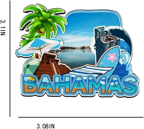 Miniatura 3 de Imán de las Bahamas Bahamas para nevera de madera 3D Monumentos de viaje coleccionables, decoración hecha a mano -2262