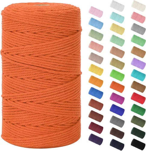 Miniatura 103 de Cordón de macramé de 0.079 in x 380 yardas (1140 pies), cuerda de algodón natural para colgar en la pared, ganchos de plantas, manualidades, Beige