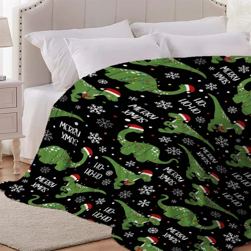 Miniatura 5 de Regalos de Mantas de Dinosaurio de Navidad Súper Suaves y Ligeras de Franela para Niños, Adultos, Adecuadas para Sofá, Cama, Campamento, Viajes