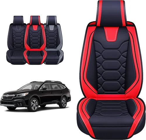 Miniatura 2 de OASIS AUTO Fundas de asiento para Forester/Outback/Legacy/Impreza/Crosstrek 2010-2025 asientos delanteros, impermeables, duraderas, de piel Rojo