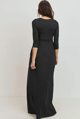 Miniatura 8 de LaClef Vestido de maternidad fruncido con bolsillo para mujer