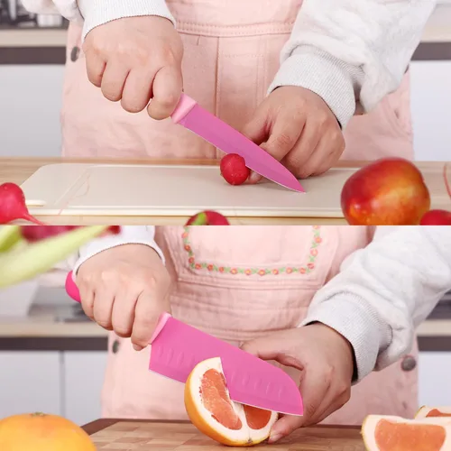 Miniatura 7 de hecef Juego de cuchillos de cocina de 15 piezas con bloque de madera con afilador integrado, apto para lavavajillas, juego de bloques de cuchillos