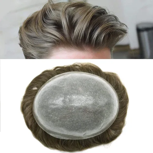 Miniatura 56 de Hair Nature - Tupé para hombres, sistema de repuesto de piezas de cabello humano, unidades de pelo negro con bucle en V de piel fina, 100% cabello