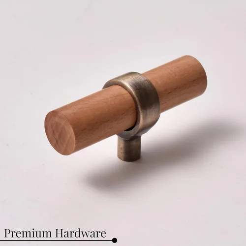Miniatura 4 de Indian Shelf Paquete de 6 manijas de madera natural para cajones, pomos de tocador, tiradores de armario, estilo decorativo elegante