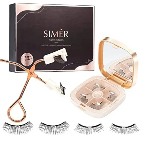 SIMER Pestañas magnéticas duales, suaves de 0.315 a 0.511 pulgadas, pestañas postizas esponjosas, aspecto natural, 4D, extensión de pestañas de ojo