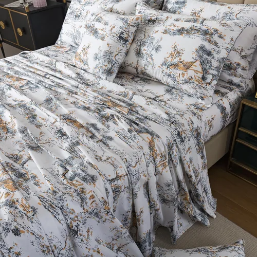 Miniatura 19 de FADFAY Juego de sábanas de rosas blancas, ropa de cama vintage floral de rosas, ropa de cama estilo rústico, 100% algodón egipcio percal, 800 hilos