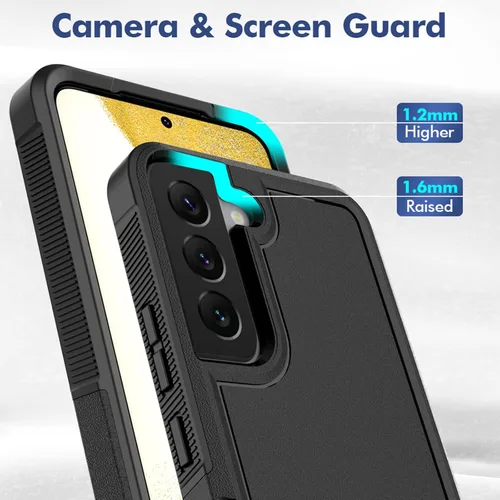 Miniatura 5 de Funda para Samsung Galaxy S22: funda protectora de doble capa resistente para teléfono celular, a prueba de golpes, con protector de pantalla, Negro
