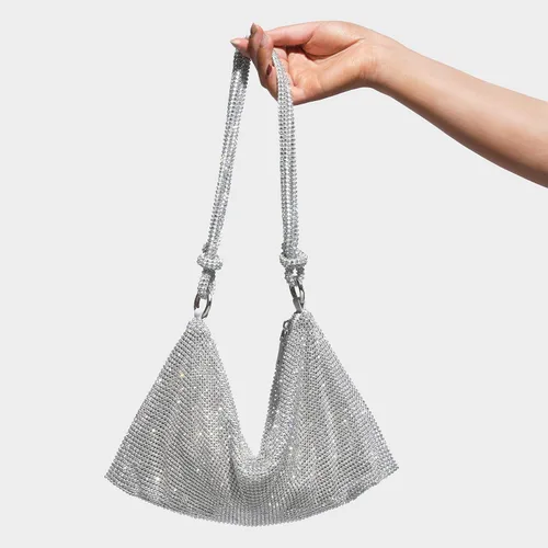 Miniatura 2 de SWEETV Sparkly Rhinestone Purse for Women Silver Clutch Purse Small Glitter Handbags for Weddings, Prom,and Parties