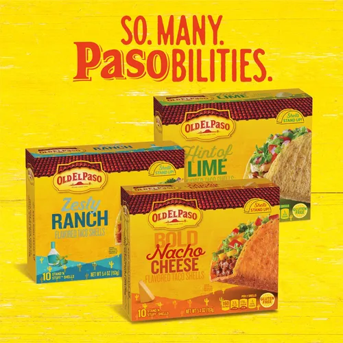 Miniatura 8 de Old El Paso Stand 'N Stuff Bold Nacho Cheese - Conchas de taco con sabor a queso de nacho, 10 unidades (paquete de 6)