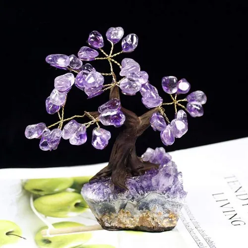 Miniatura 3 de YGLINE Bonsái de siete chakras, Feng Shui, árbol de dinero, equilibrio de chakras, reiki, sanación de cristal de aura, limpieza de cristal EMF