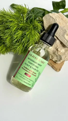 Miniatura 3 de Olivia Care Aceite de romero para el crecimiento del cabello, romero y menta con biotina, cuero cabelludo fortificante y tratamiento capilar