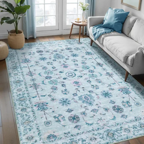 Miniatura 109 de Tangsoo Alfombra lavable para pasillo, antideslizante, 2 x 6 pies, estilo bohemio, floral, vintage, para entrada, suelo suave, para cocina, baño