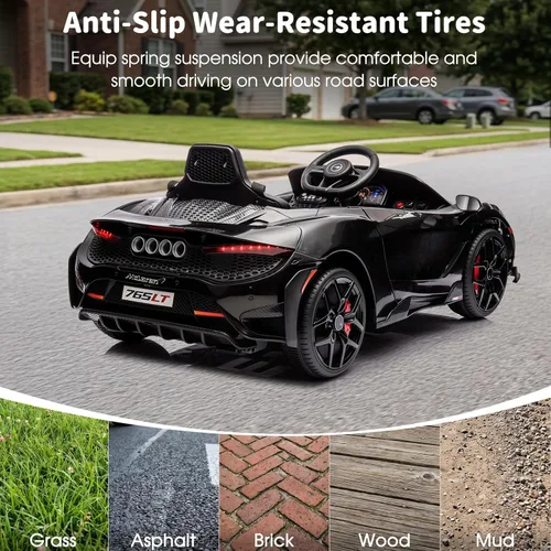 Miniatura 6 de Automóvil de paseo para niños con licencia McLaren 765LT para niños de 3 a 6 años, vehículo eléctrico con batería de 12 V, con control remoto