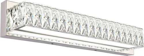 Miniatura 13 de Luces de tocador de cristal para baño, barra de luz LED de 18 W, accesorios de iluminación cromados modernos sobre espejo para baño de 22.8 pulgadas