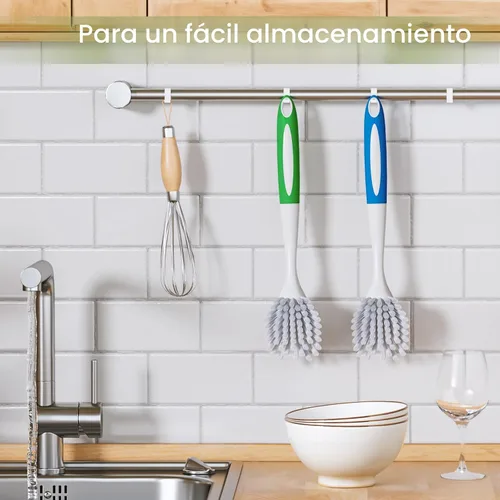 Miniatura 5 de Amazer Cepillo para platos con asa, paquete de 2 cepillos de cocina para limpieza, limpiador de platos con cerdas rígidas para fregadero, ollas