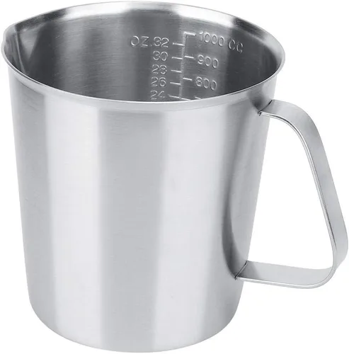 Fdit Jarra de espuma de leche de acero inoxidable, 32 oz/33.8 fl oz, plata, acero 304, 5.0 in de altura, para café espresso capuchino