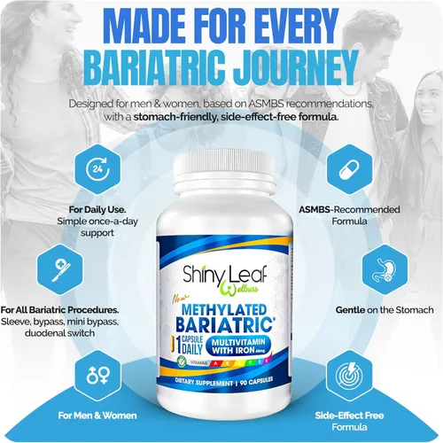 Miniatura 6 de Shiny Leaf Multivitamínico bariátrico metilado con hierro 45 mg – Cápsula una vez al día, fabricado en Estados Unidos, vitaminas bariátricas