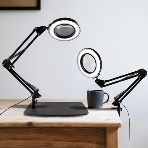 Miniatura 2 de 12 lupas con luz y soporte, lupa con luz manos libres, 2 en 1 y 5 modos de color con luz LED, lámpara de lectura de aumento para manualidades
