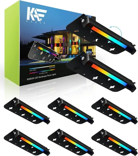 Kaqur - Paquete de 8 luces de pared de contención de 7 pulgadas, 5 W, BT RGBCW, control de aplicación, iluminación de paisaje duro, IP65, luces