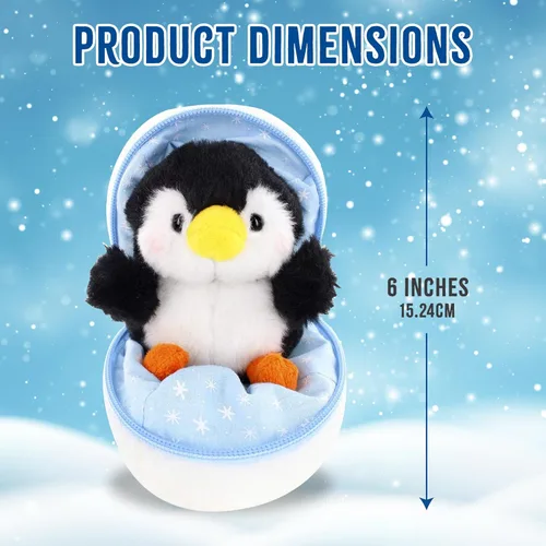 Miniatura 5 de Snowball - Huevo sorpresa con cremallera – 6 pulgadas – Lindo y suave surtido de juguetes de peluche para amigos, familia de todas las edades – Erizo