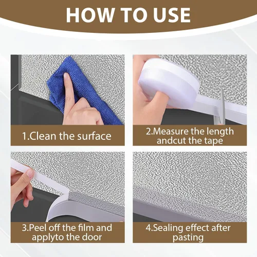 Miniatura 5 de Cinta de sellado de intemperie de silicona FOURGUN 45 MM * 9 m Aislamiento insonorizado Perfecto para marcos de puertas, ventanas, baño, regaderas