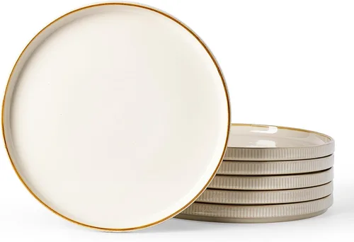 Miniatura 22 de famiware Star Platos de Ensalada para 6, Juego de Platos de 8 Pulgadas, Vajilla de Gres, Platos Pequeños para Postre, Ensalada, Aperitivo, Blanco
