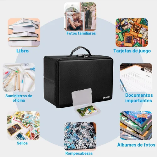 Miniatura 8 de ENGPOW Caja de almacenamiento de fotos a prueba de fuego con 16 estuches interiores de 4 x 6 pulgadas (transparente), organizador de cajas de fotos