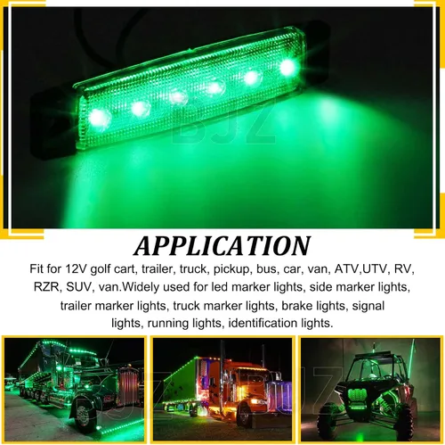 Miniatura 2 de BJZ luces LED para remolque verdes, 6 luces LED, barra de luz de señal de giro, indicador de luz de 3.8" para parte delantera y trasera
