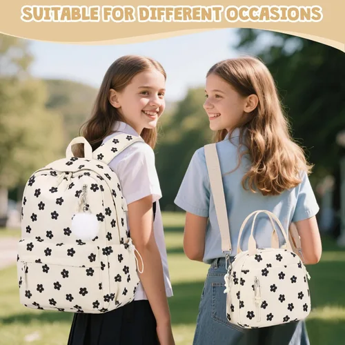 Miniatura 6 de Mochila 20, Beige flor, Grande, Mochila