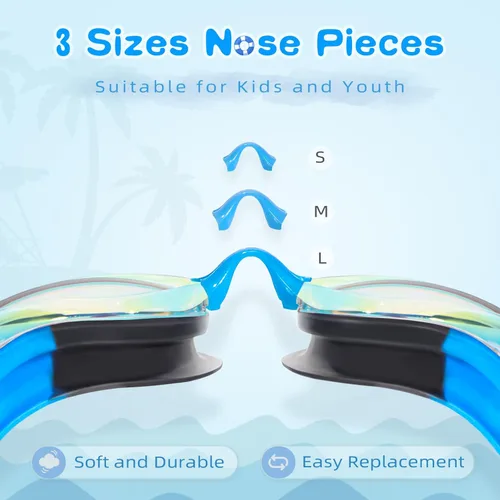 Miniatura 3 de Freela Gafas de natación para niños, paquete de 2 gafas de natación para niños de 3 a 14 años, gafas de natación para niños y niñas, antivaho