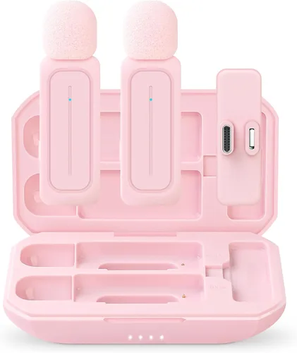 Miniatura 9 de Ecomxia 2 Piezas Micrófono de Solapa Inalámbrico para iPhone iPad Android con Estuche de Carga 7H Micrófono de Clip de Solapa Inalámbrico