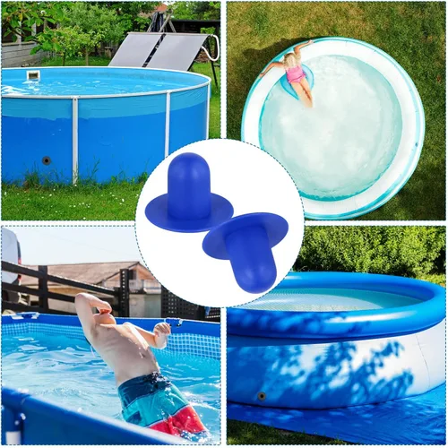 Miniatura 7 de Tinoaly 6 tapones de piscina para piscina sobre el suelo, tapón de orificio de filtro de bomba de goma, tapones de pared para piscinas, repuesto Azul