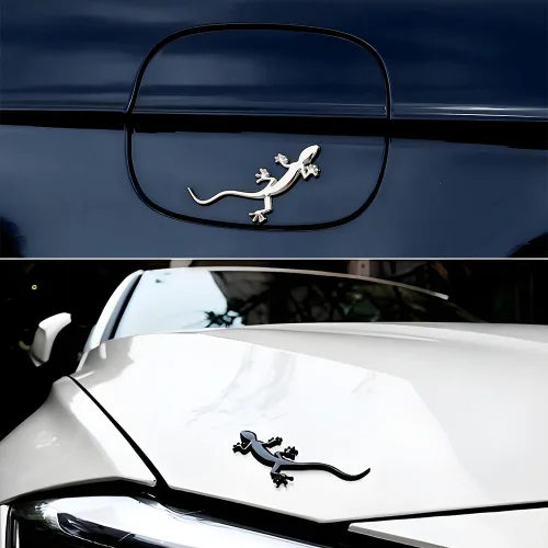Miniatura 4 de Gecko - Calcomanías para automóvil, calcomanías para carrocería automotriz, diseño de Gecko en 3D, metal puro, cromado, accesorios de decoración