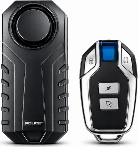 Police Alarma de bicicleta con control remoto 113dB inalámbrico antirrobo vibración, sensor de movimiento, sistema de seguridad impermeable para