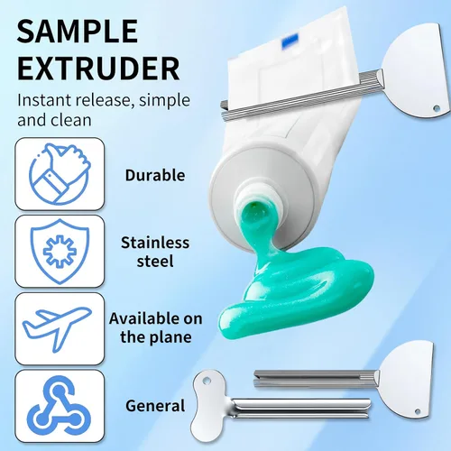 Miniatura 4 de Exprimidor de pasta de dientes, llave exprimidora de tubo de metal, escurridor manual de tubo de pasta de dientes para pintura, crema, cosmética