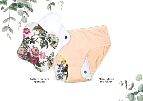 Miniatura 2 de Lilind ® Paquete de 7 toallas de tela para tanga en flores rojas, 100% algodón orgánico, reutilizables, lavables, toallas sanitarias menstruales