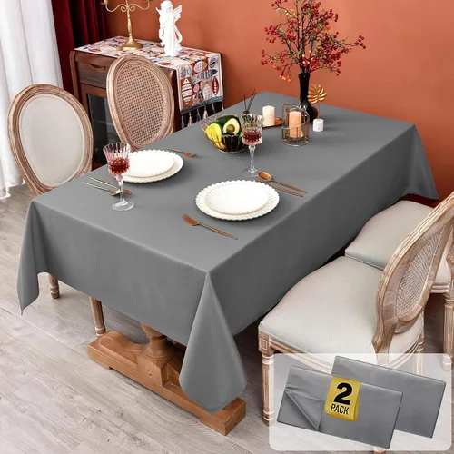 Miniatura 31 de MEANMOY Mantel cuadrado de poliéster lavable, resistente al agua y a las manchas, de 210 GSM, de 54 x 54 pulgadas, mantel de mesa rectangular sin