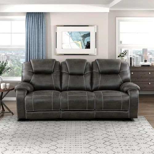 Miniatura 11 de Lexicon Juego de muebles de sala de estar de 2 piezas, juego de sofá reclinable manual de microfibra pulida con reposabrazos superior de almohada