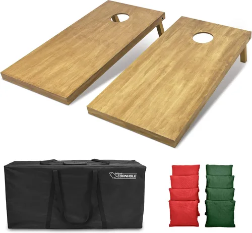 Miniatura 102 de GoSports 4 ft x 2 ft Regulation Size Wooden Cornhole Boards Set with Light Brown Finish - Includes Carrying Case and Bean Bags Negro- gris