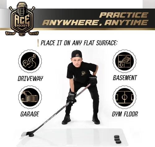 Miniatura 5 de ACE HOCKEY Almohadilla de tiro de 30 x 60 pulgadas – Dispara como en hielo real – Practica tiro, manejo de palos, habilidades de paso en 12.5 pies