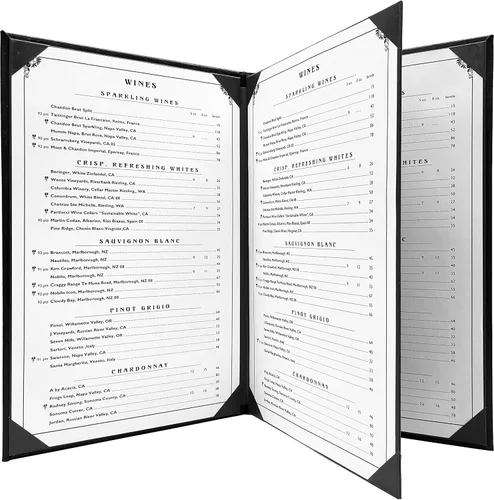 Miniatura 13 de Goodsmart Columbia Casebound - Fundas para menú de restaurante, paquete de 5, color negro, de piel sintética de alta calidad, 8.5 x 11 pulgadas, 1